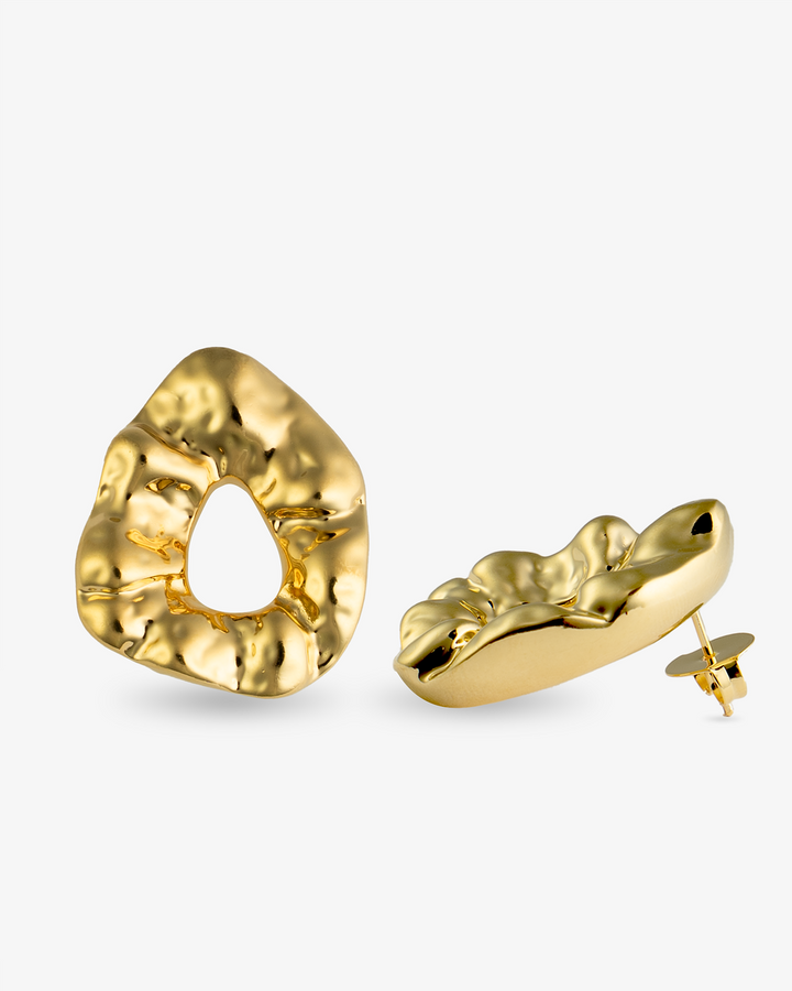 Nathalia Hammered Organic Gold Statement Earrings