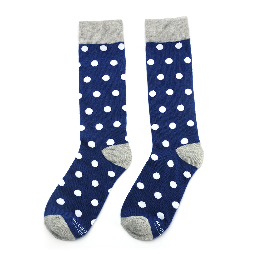 Navy with White Polka Dot Socks