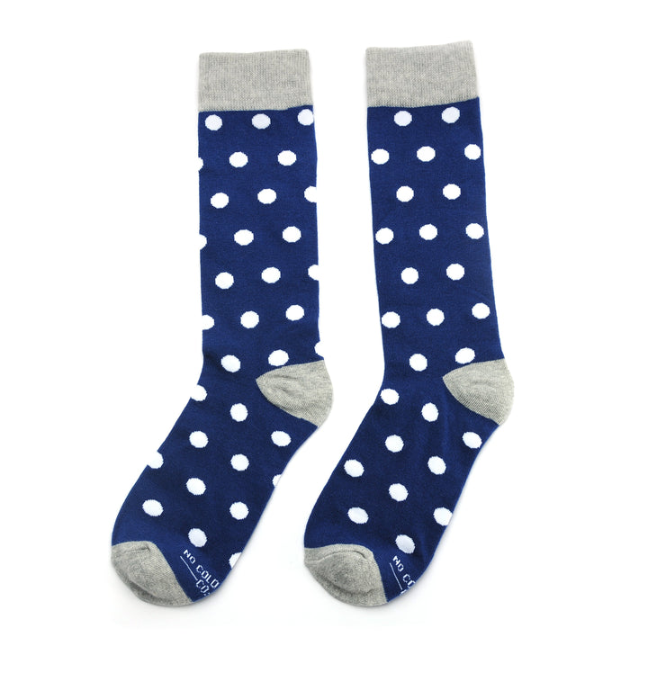 Navy with White Polka Dot Socks