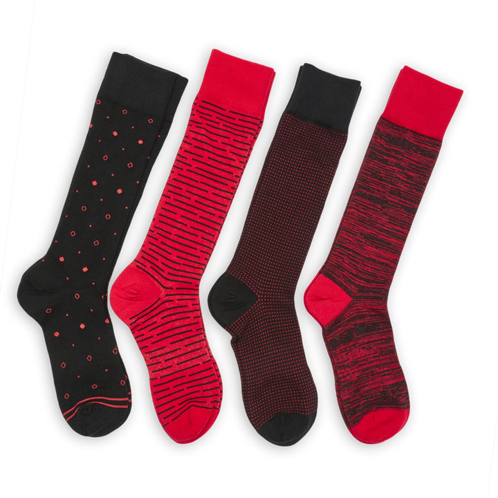 Red / Black Dress Socks 4 Pack