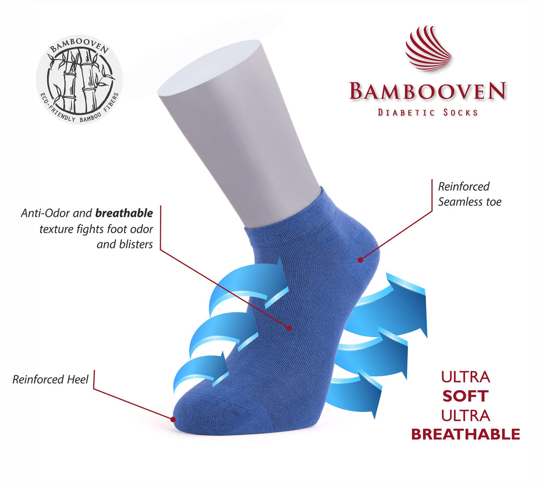 Men’s Bamboo Quarter Socks 6-Pack, Black & Grey