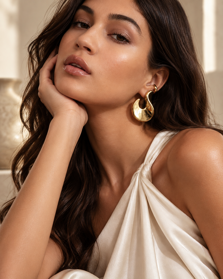 Valentina Sculptural Flame Gold Statement Earrings